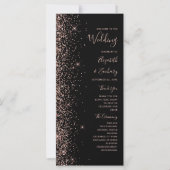 Modernes Black Rose Gold Glitzer Hochzeitsprogramm (Vorderseite)