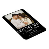 Modernes Black Save the Date Wedding Foto Magnet (Rechte Seite)