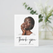 Modernes Black Script Abschluss Foto Vielen Dank Postkarte (Stehend Vorderseite)