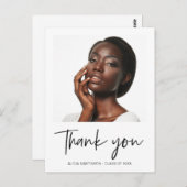 Modernes Black Script Abschluss Foto Vielen Dank Postkarte (Vorne/Hinten)