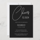 Modernes Black Script Cheers Silvester Party Einladung (Vorderseite)