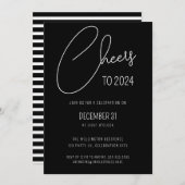 Modernes Black Script Cheers Silvester Party Einladung (Vorne/Hinten)