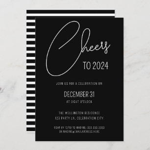 Modernes Black Script Cheers Silvester Party Einladung