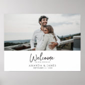 Modernes Black Script Foto Hochzeitsempfang Poster (Vorne)