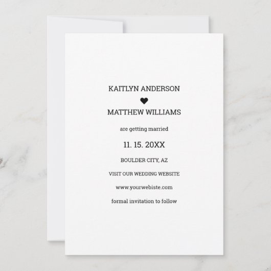 Modernes Black Script-Foto Minimalistisch Wedding Save The Date (Rückseite)