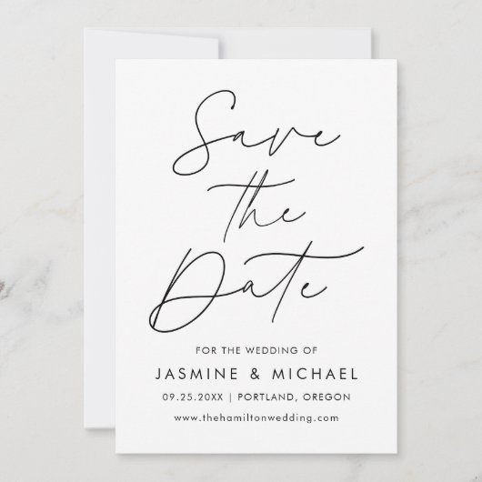Modernes Black Script-Foto Save The Date (Vorderseite)