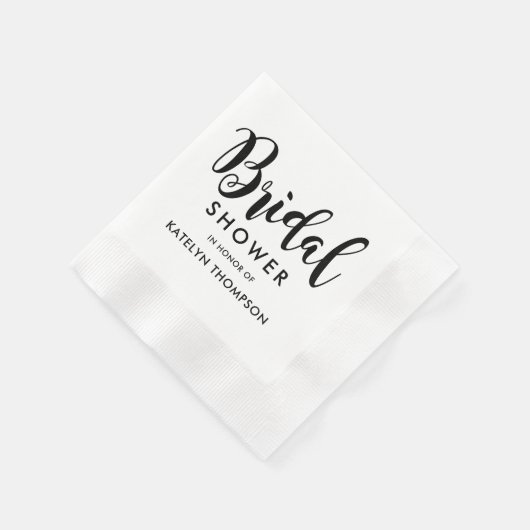 Modernes Black Script-Hochzeitsskripte-Brautparty Serviette (Ecke)