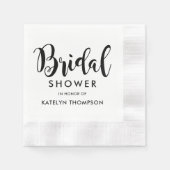 Modernes Black Script-Hochzeitsskripte-Brautparty Serviette (Vorderseite)