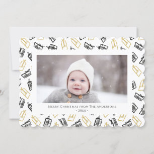 Modernes Black Script Niedlich Gold Black Geschenk Feiertagskarte
