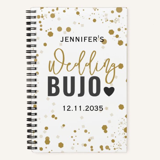Modernes Black Script Wedding Bullet Journal BUJO Notizblock (Vorderseite)