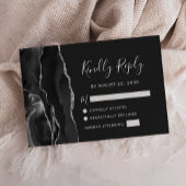 Modernes Black Silver Agate Wedding RSVP