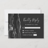 Modernes Black Silver Agate Wedding RSVP Karte (Vorderseite)