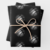 Modernes Black Silver Basketball Ball Sportmuster Geschenkpapier Set (Beispiel)