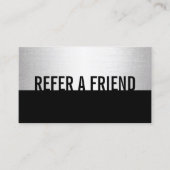 Modernes Black & Silver Beauty Salon Referat Empfehlungskarte (Vorderseite)