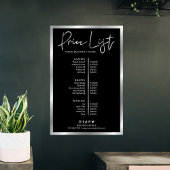 Modernes Black & Silver Business Pricing Menü Post Poster