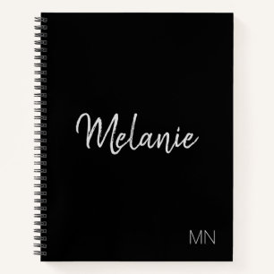 Modernes Black Silver elegantes Monogram Notebook Notizblock