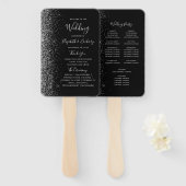 Modernes Black Silver Glitzer Edge Wedding Program Fächer (Vorne und Hinten)