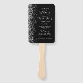 Modernes Black Silver Glitzer Edge Wedding Program Fächer