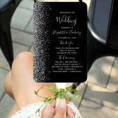 Modernes Black Silver Glitzer Edge Wedding Program Fächer