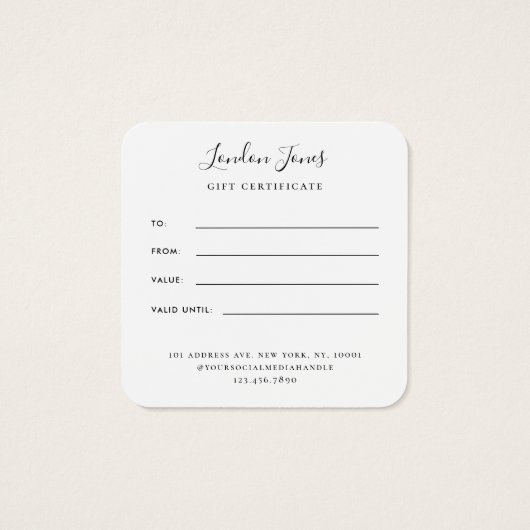 Modernes Black Simple Calligrafy Gift (Rückseite)