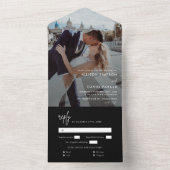 Modernes Black Simple Wedding Foto All In One Einladung (Innen Boden)