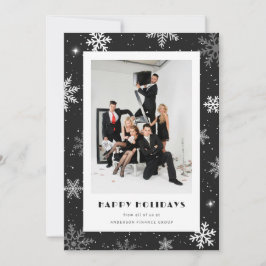 Modernes Black Snowflake Foto Business Feiertagskarte