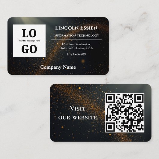 Modernes Black Star Custom Logo und QR-Code Visitenkarte (Vorne/Hinten)