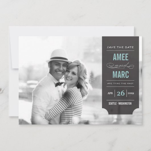 Modernes Black Tab Stilvolles Chic Foto Save the D Date (Vorderseite)