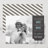 Modernes Black Tab Stilvolles Chic Foto Save the D Date (Vorne/Hinten)