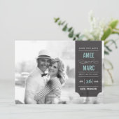 Modernes Black Tab Stilvolles Chic Foto Save the D Save The Date (Stehend Vorderseite)