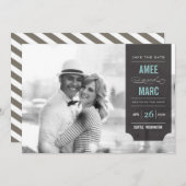 Modernes Black Tab Stilvolles Chic Foto Save the D Save The Date (Vorne/Hinten)