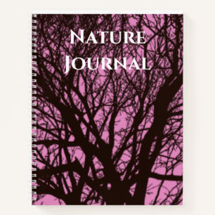 Modernes Black Tree Pink Nature Journal Notizblock