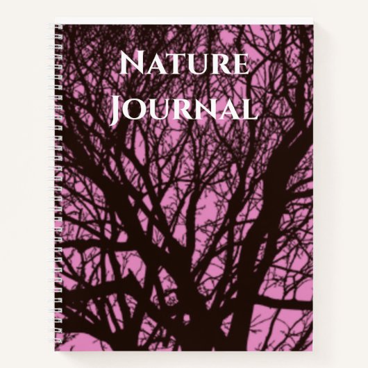 Modernes Black Tree Pink Nature Journal Notizblock (Vorderseite)