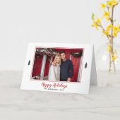 Modernes Black Tree Red & White Christmas Foto Karte (Gelbe Blume)