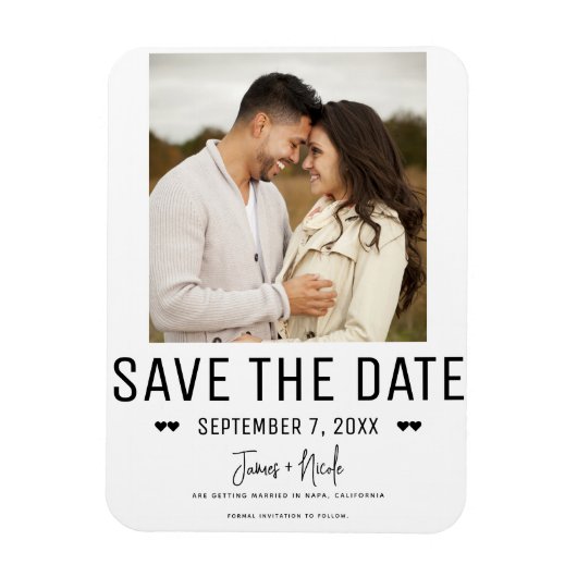 Modernes Black Trendy Save the Date Wedding Foto Magnet (Vertikal)