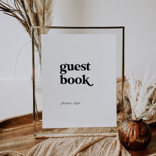 Modernes Black Typografy Guest Book Sign Poster