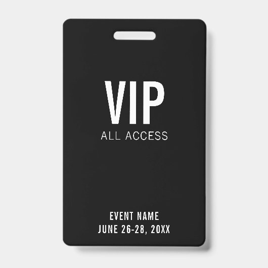 Modernes Black VIP All Access QR Code Ereignis Ausweis (Vorderseite)