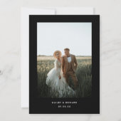 Modernes Black Wedding Foto Elopement & Empfang Einladung (Rückseite)