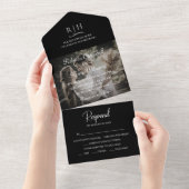 Modernes Black Wedding Foto | Monogramm-UAWG All In One Einladung (Abreißen)