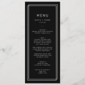 Modernes Black Wedding Menu / AVERY Suite Menükarte (Vorderseite)