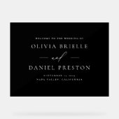 Modernes Black Wedding Minimalistisch Welcome Sign Acrylschild (Vorderseite)