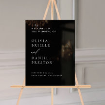 Modernes Black Wedding Minimalistisch Welcome Sign