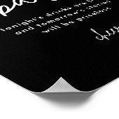 Modernes Black Wedding Open Bar Table Sign Poster (Ecke)