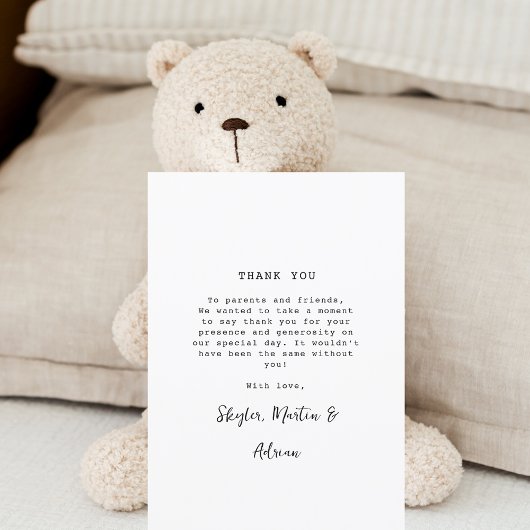 Modernes Black & White Baby Dusche Foto Vielen Dan Dankeskarte