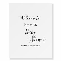 Modernes Black & White Baby Duschzeichen