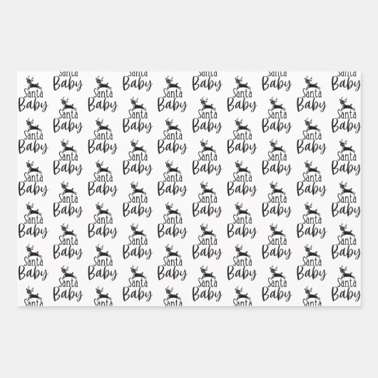 Modernes Black & White Baby First Christmas Gesche Geschenkpapier Set (Vorderseite)