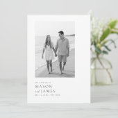 Modernes Black & White Boho QR Code Foto Hochzeit Einladung (Stehend Vorderseite)