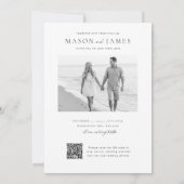 Modernes Black & White Boho QR Code Foto Hochzeit Einladung (Rückseite)