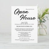 Modernes Black & White Business Open House Einladung (Stehend Vorderseite)