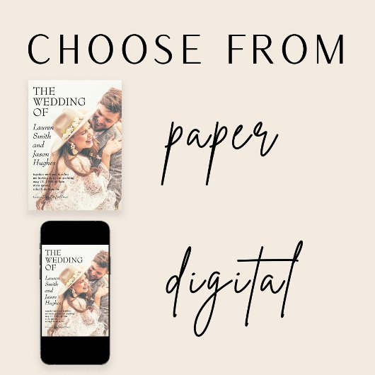 Modernes Black & White QR Code Foto Boho Wedding Einladung